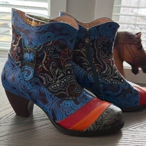 Super Funky Leather Boho Ankle Boots size40